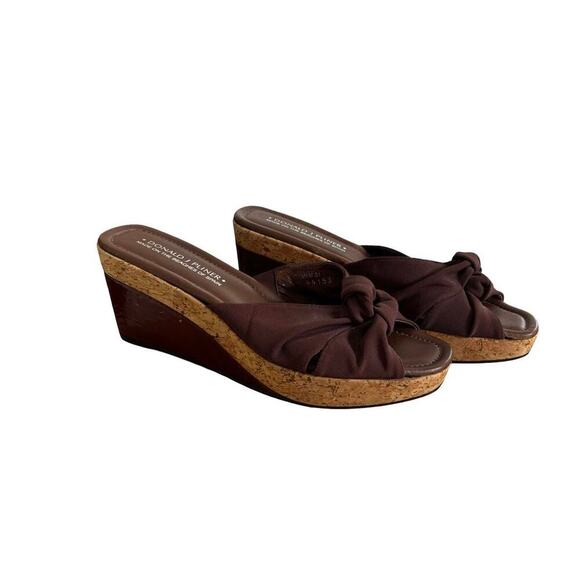 DONALD PLINER BROWN CHUNKY WEDGE SANDALS‎ HEELS SIZE 10.5 NEW. - Picture 3 of 8